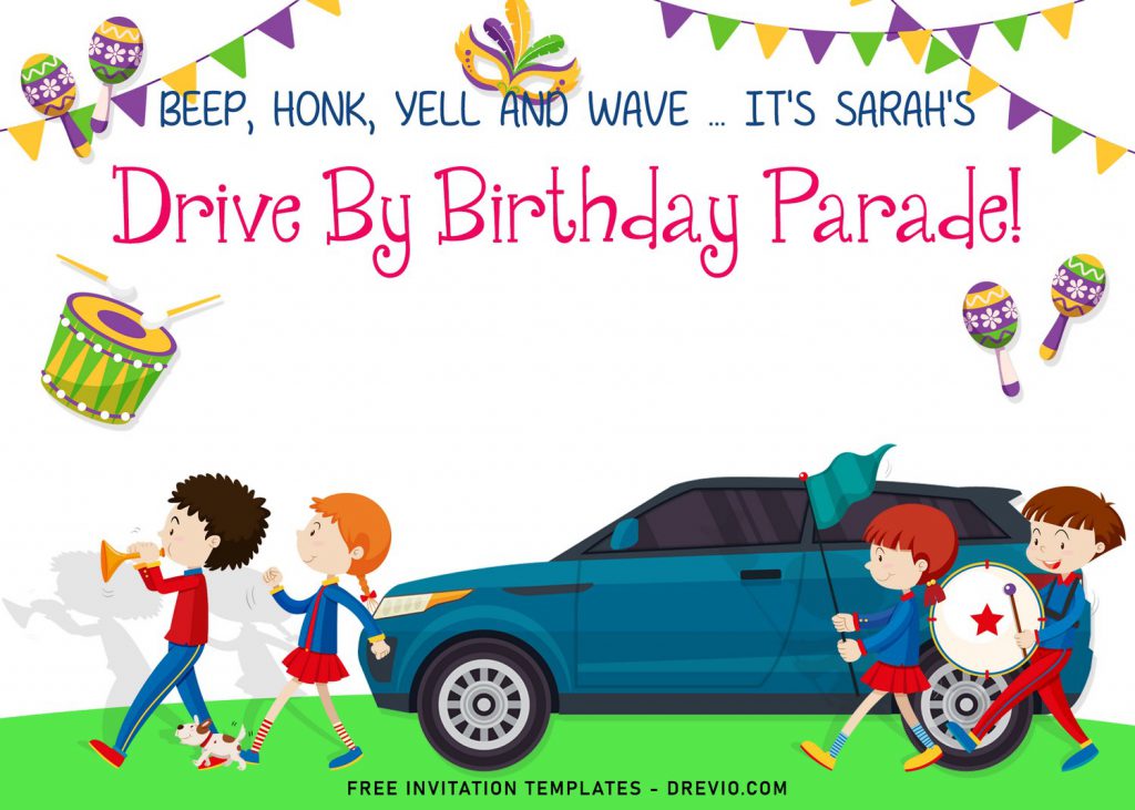 7+ Drive By Birthday Parade Birthday Invitation Templates and has 