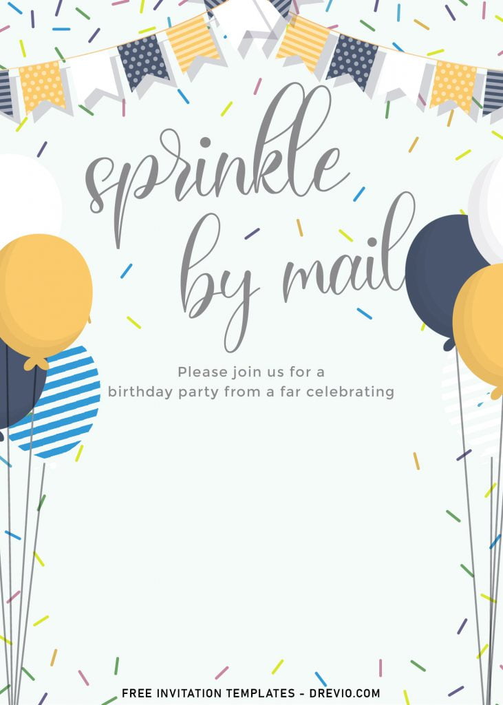 7+ Cute And Fun Sprinkle By Mail Birthday Invitation Templates and has birthday balloons