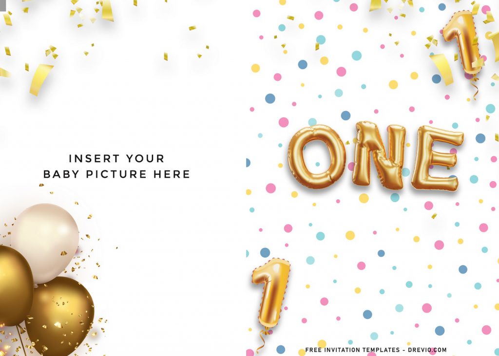 7+ Stunning Gold Balloons Birthday Invitation Templates and has colorful polka dots pattern