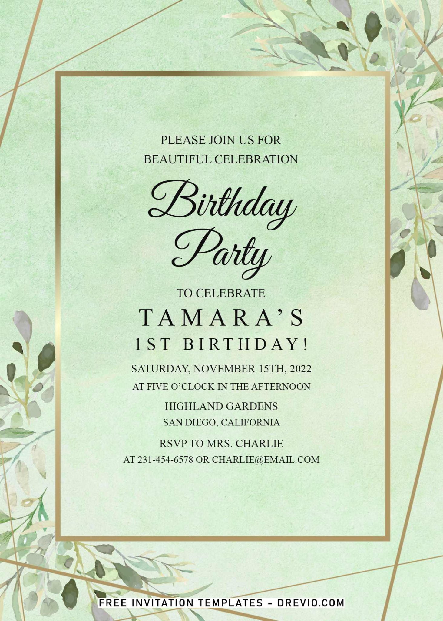 7+ Greenery Geometric Birthday Invitation Templates | Download Hundreds ...