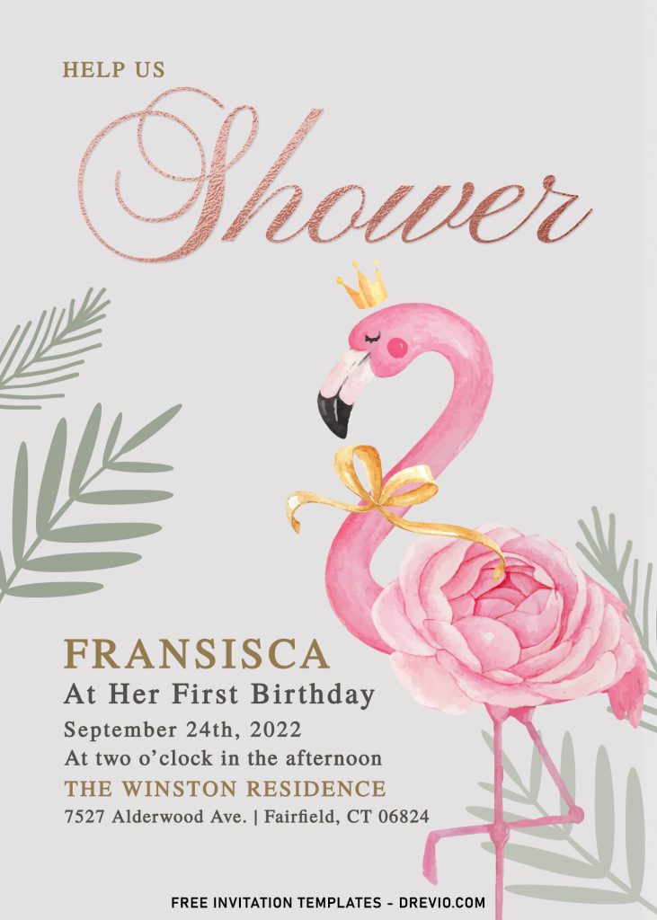 7+ Watercolor Flamingo And Rose Gold Birthday Invitation Templates