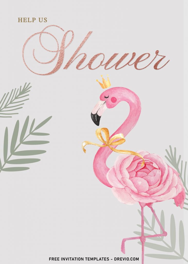 7+ Watercolor Flamingo And Rose Gold Birthday Invitation Templates and has pink background