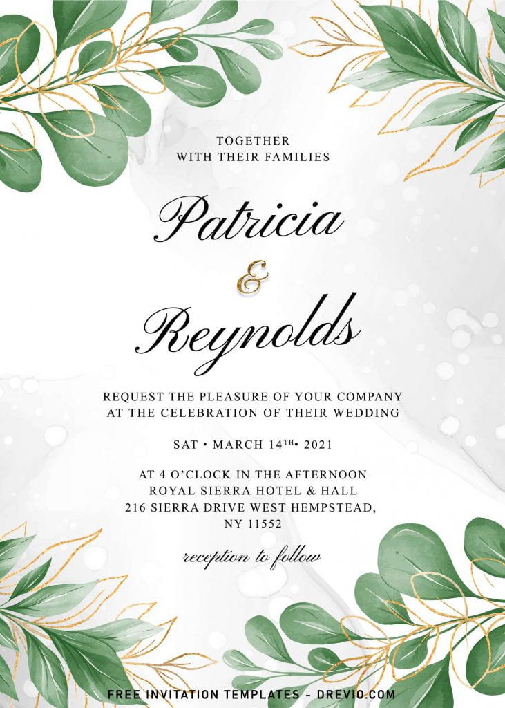 7+ Watercolor Leaves Wedding Invitation Templates