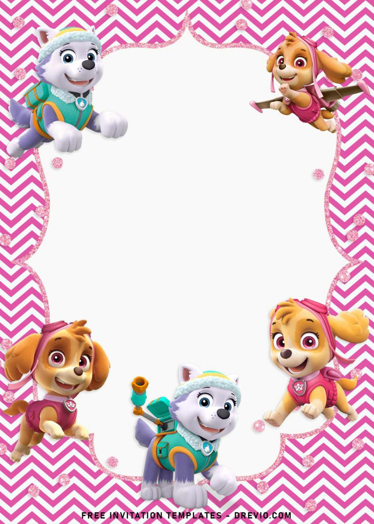 8+ Cute Paw Patrol Skye And Everest Birthday Invitation Templates and has 