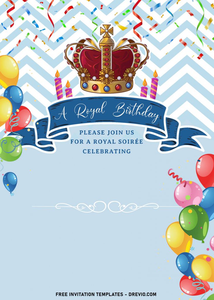 8+ Royal Birthday Invitation Templates For Your Kids Upcoming Birthday Party and has chevron background