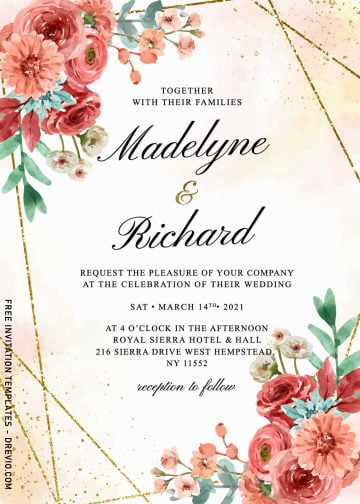 8+ Geometric Roses Wedding Invitation Templates | Download Hundreds ...