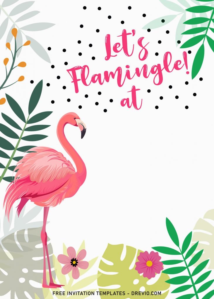 9+ Flamingle Birthday Invitation Templates and has green leaves
