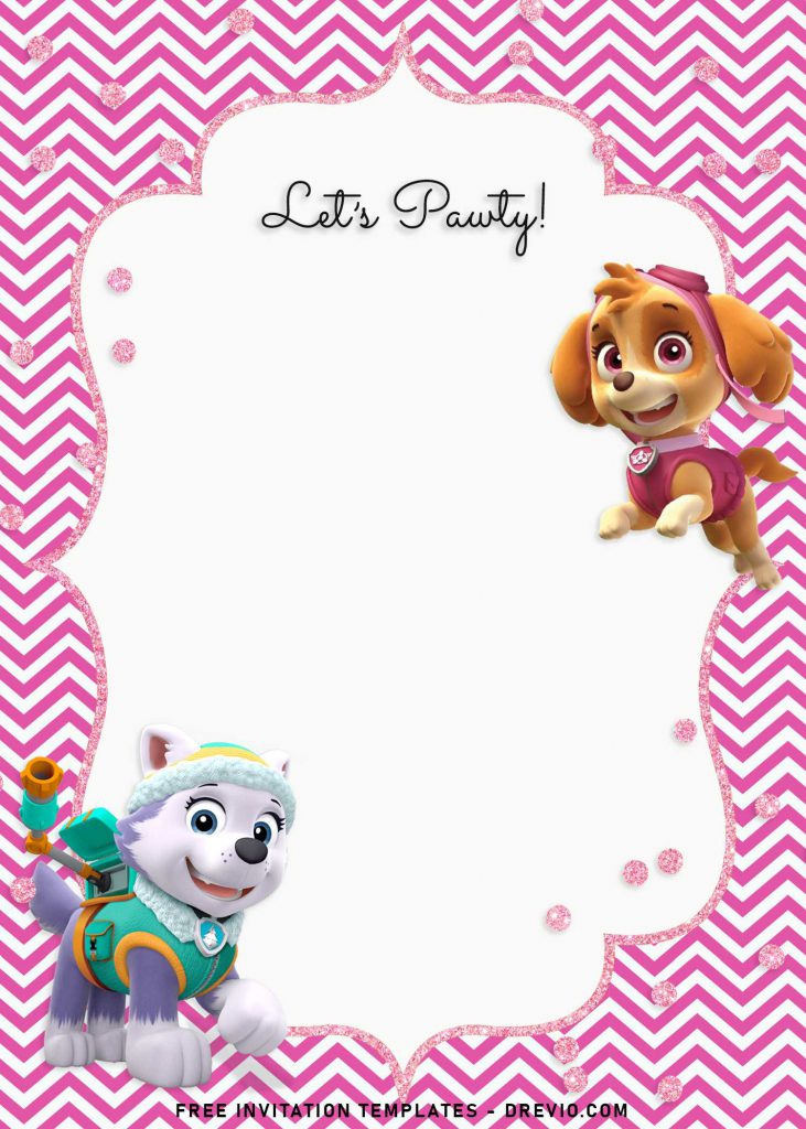8+ Cute Paw Patrol Skye And Everest Birthday Invitation Templates and has adorable Everest wearing snow hat