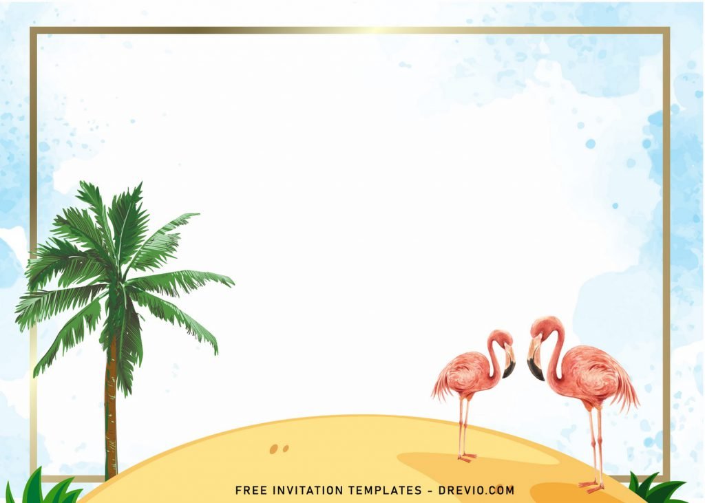 7+ Whimsical Summer Island Themed Birthday Invitation Templates and has rose gold frame