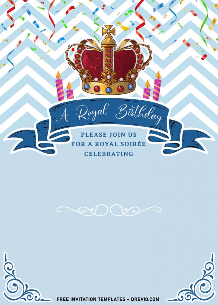 8+ Royal Birthday Invitation Templates For Your Kids Upcoming Birthday Party and has colorful confetti