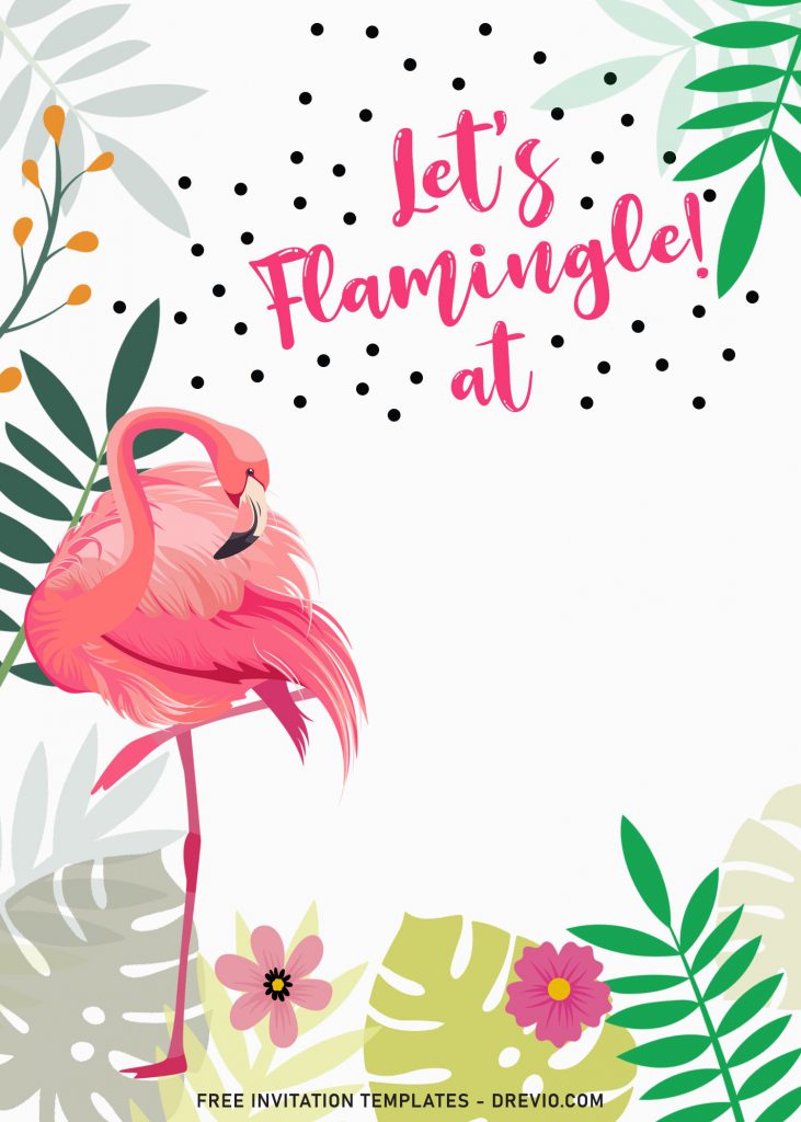 9+ Flamingle Birthday Invitation Templates and has Palm Leaves