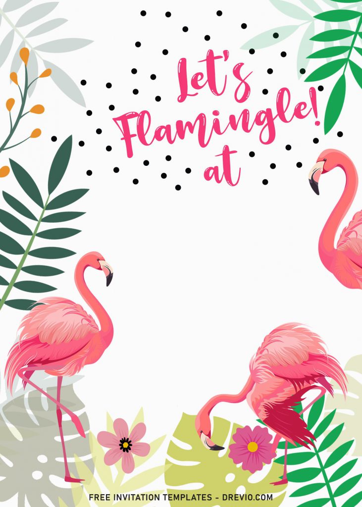 9+ Flamingle Birthday Invitation Templates and has Cute Polka Dots