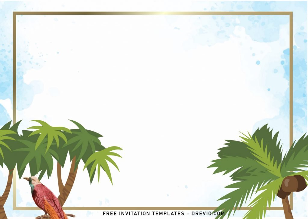 7+ Whimsical Summer Island Themed Birthday Invitation Templates and has palm trees