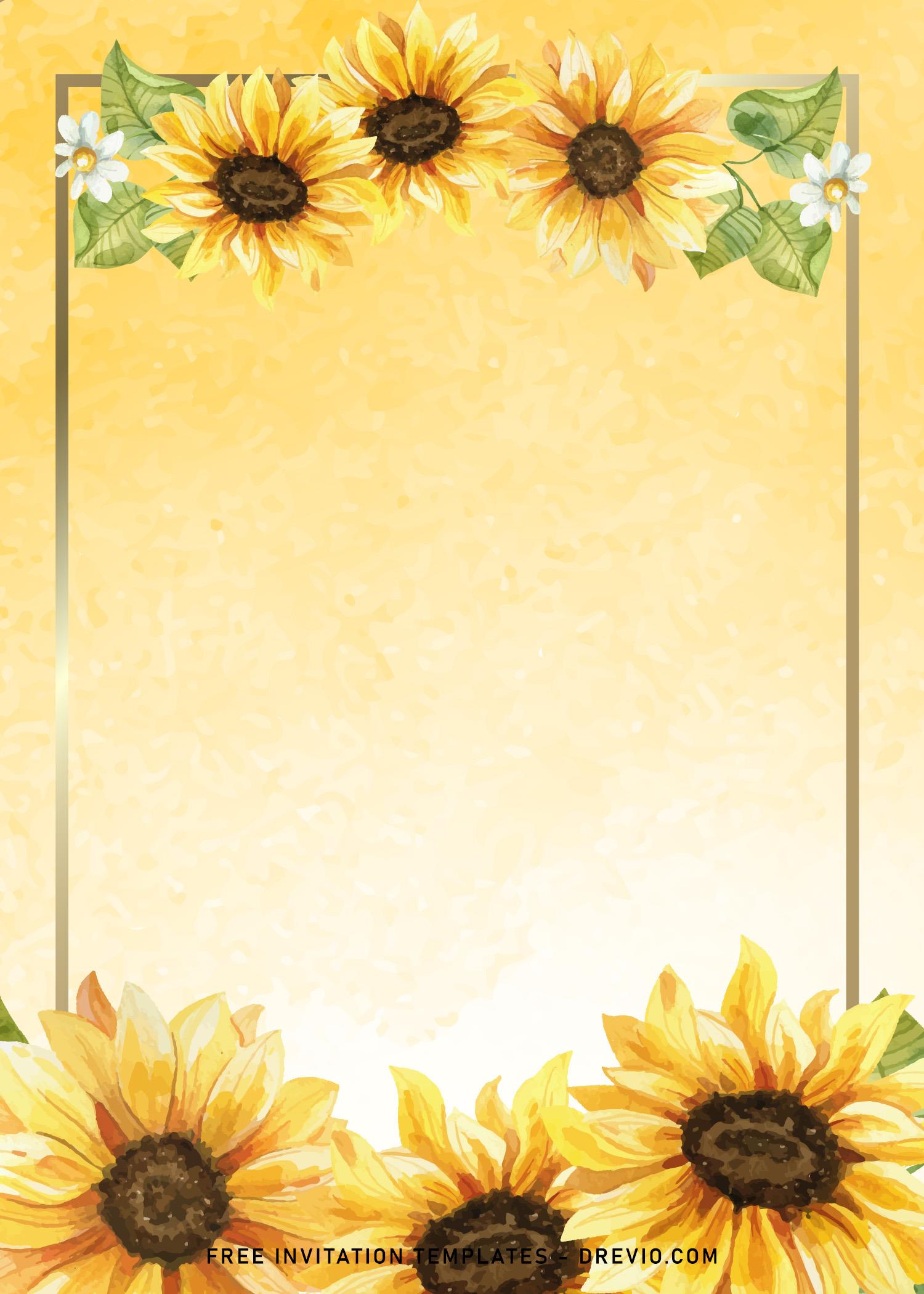 8 Watercolor Sunflower Wedding Invitation Templates Download Hundreds Free Printable Birthday Invitation Templates
