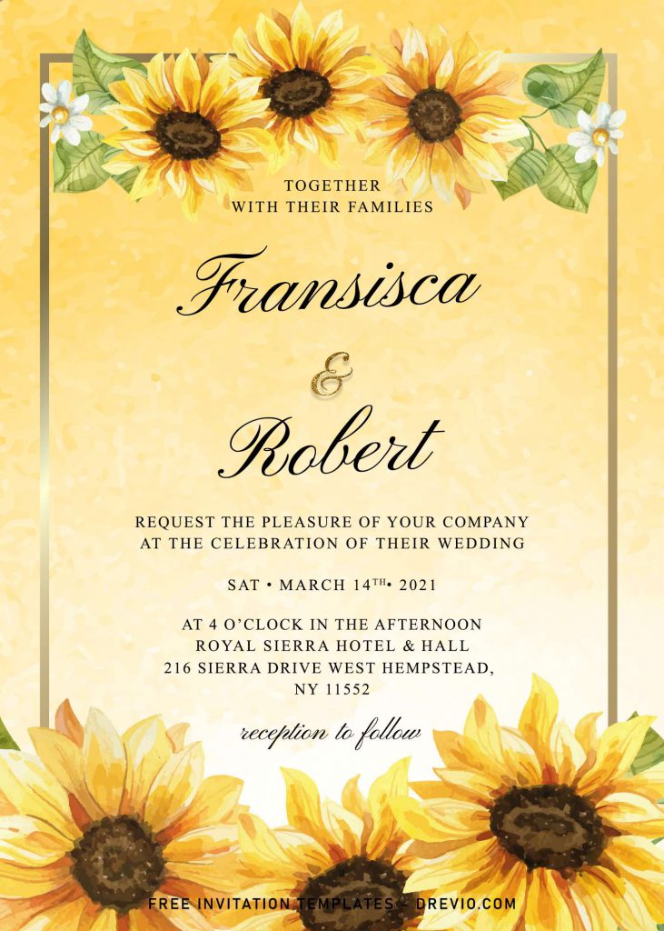 8+ Watercolor Sunflower Wedding Invitation Templates