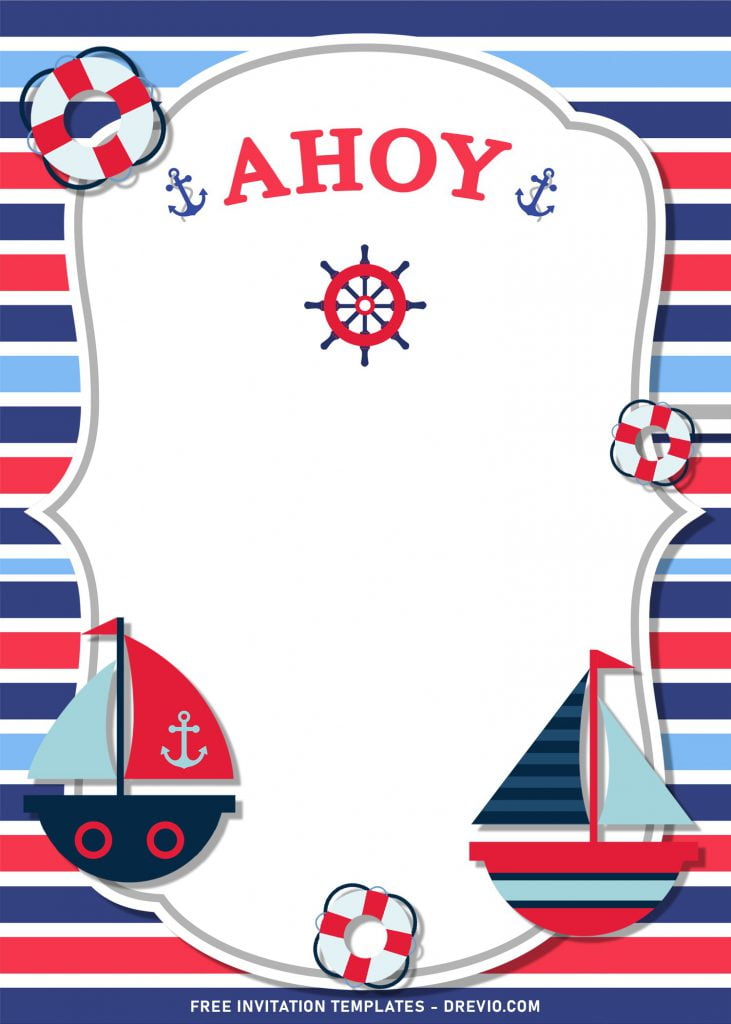 11+ Nautical Themed Birthday Invitation Templates For Your Kid's Birthday Bash and has cute sail boat