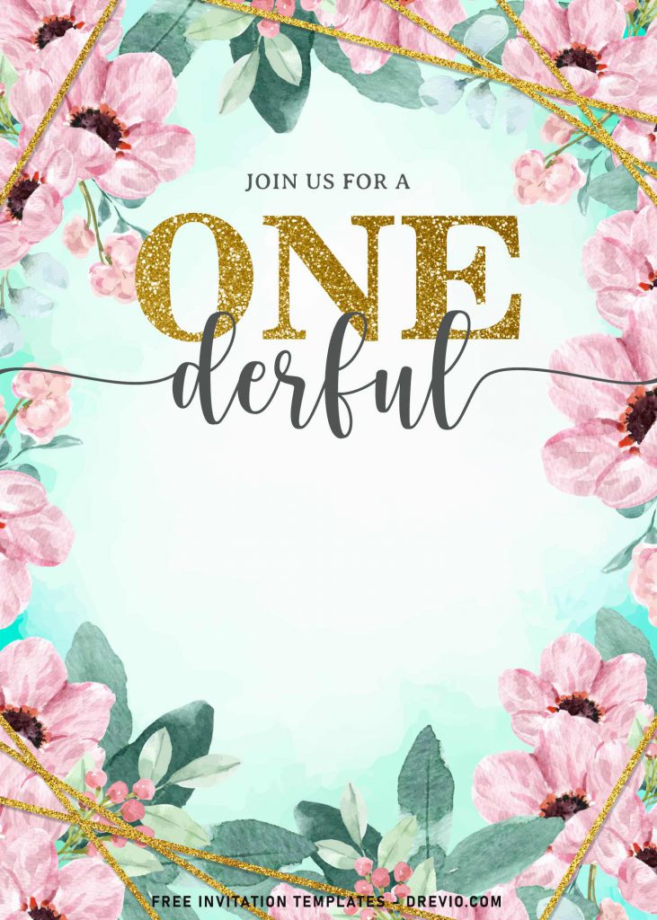 9+ Floral Onederful First Birthday Invitation Templates and has 
