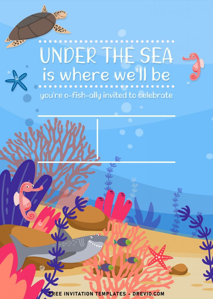 9+ Creative And Cute Under The Sea Themed Birthday Invitation Templates and Turtle