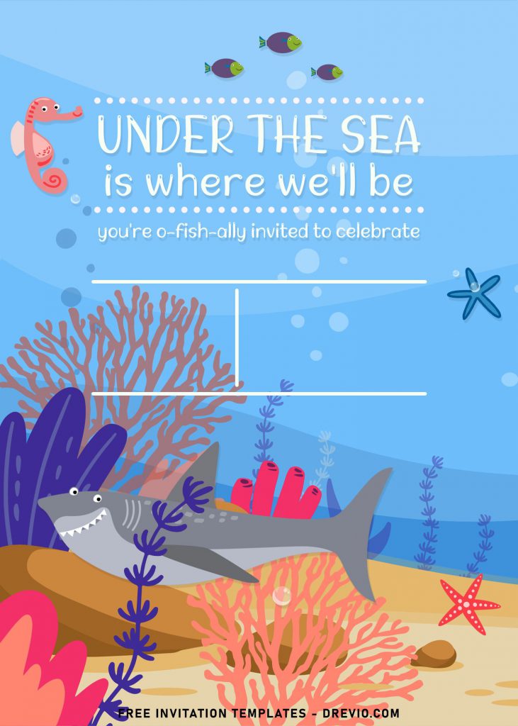 9+ Creative And Cute Under The Sea Themed Birthday Invitation Templates and Seahorse