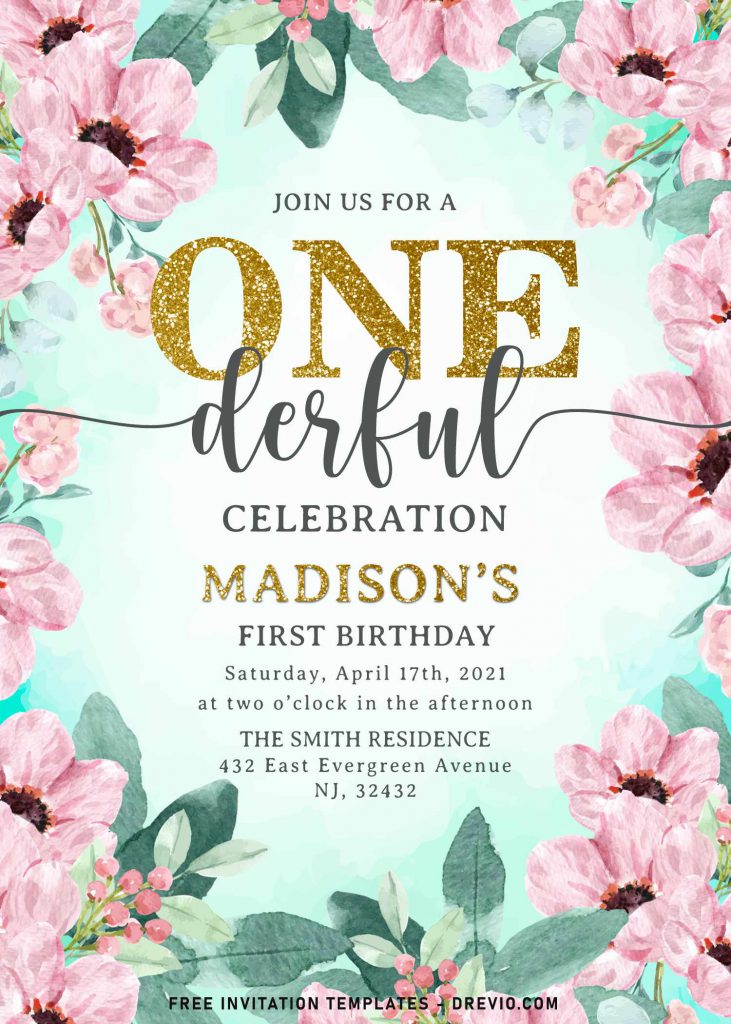 9+ Floral Onederful First Birthday Invitation Templates