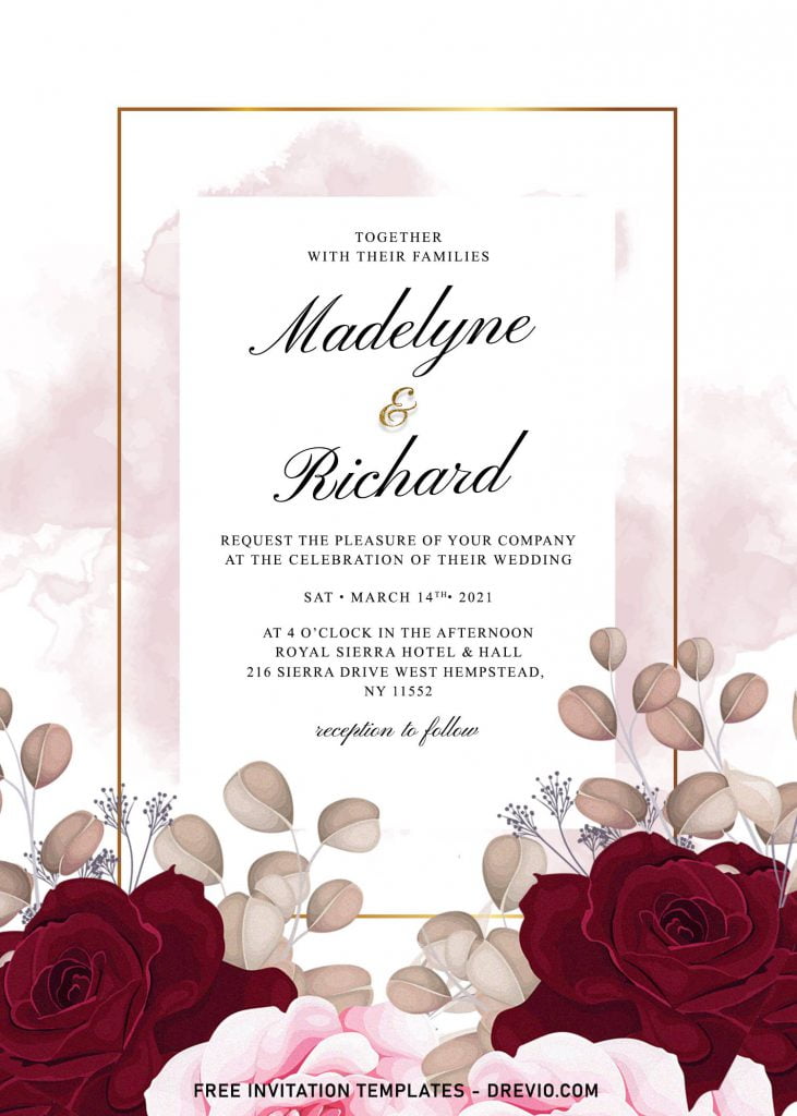 9+ Vintage Watercolor Roses Wedding Invitation Templates