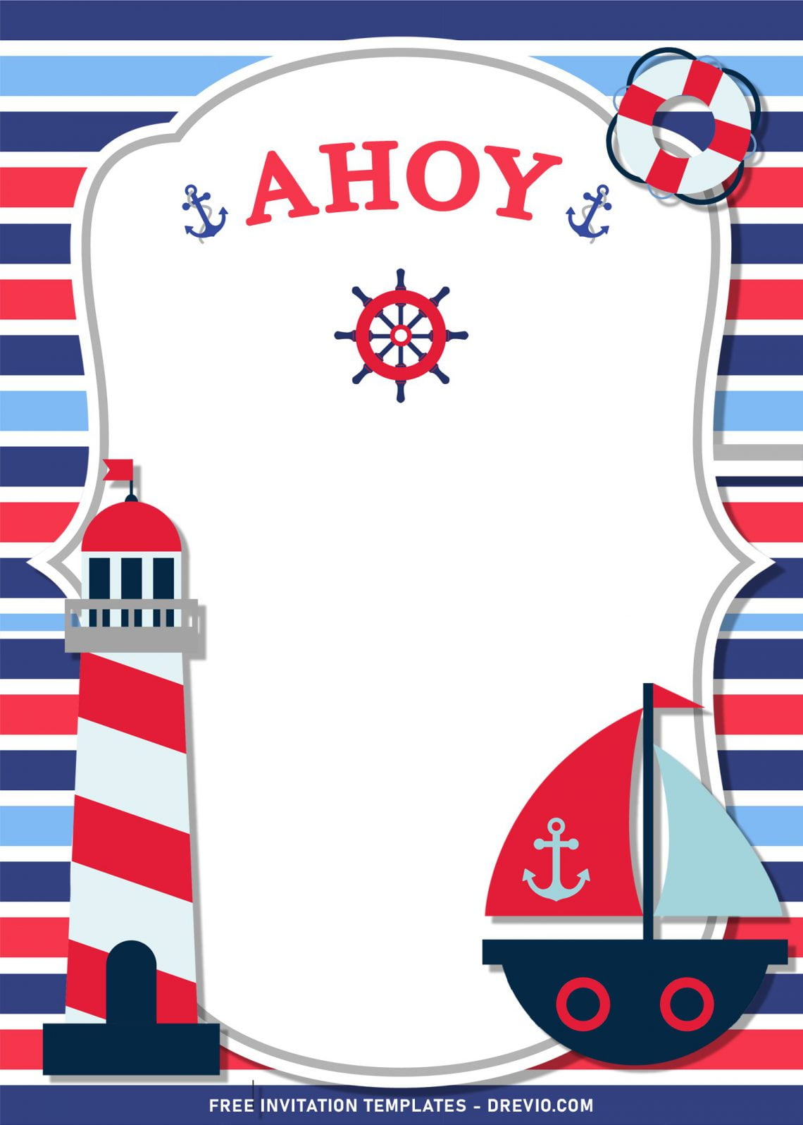 9+ Navy Blue And White Nautical Themed Birthday Invitation Templates