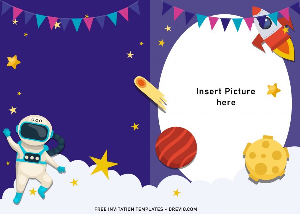 11+ Space Galaxy Birthday Invitation Templates For Your Little Astronaut's Birthday Party and has Bright yellow stars