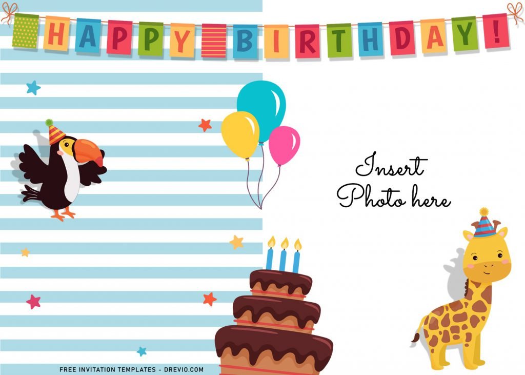 11+ Cute Birthday Baby Animals Birthday Invitation Templates For Your Kid’s Birthday Party and has Baby Giraffe