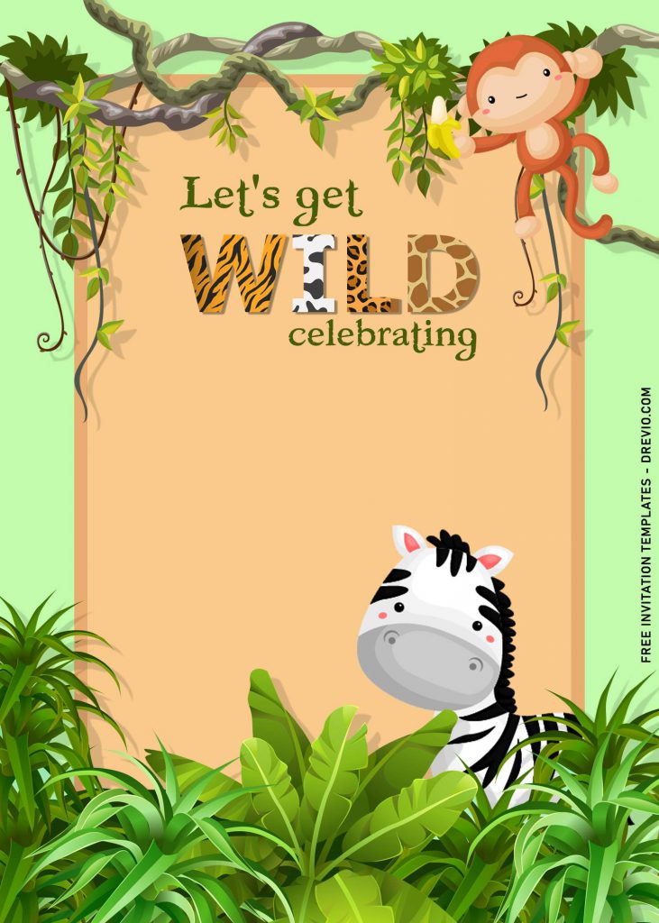 11+ Fun Jungle Birthday Party Invitation Templates and has Cute Baby Monkey