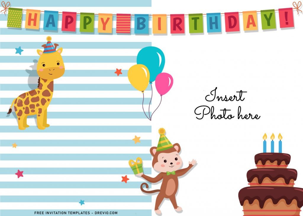 11+ Cute Birthday Baby Animals Birthday Invitation Templates For Your Kid’s Birthday Party and has Baby Monkey
