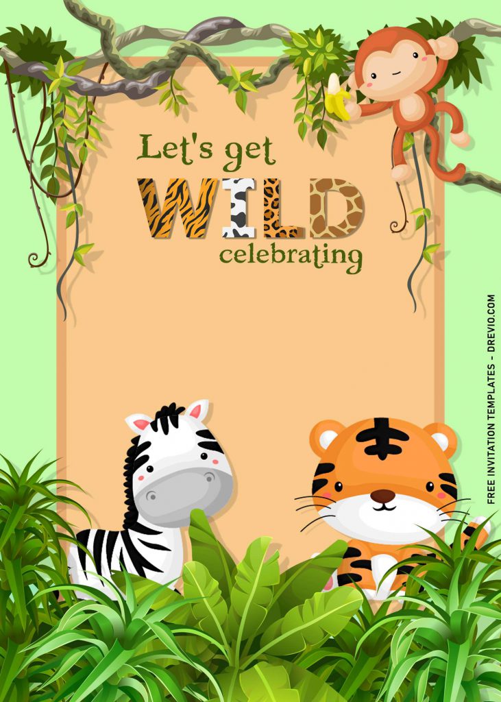11+ Fun Jungle Birthday Party Invitation Templates and has Cute Baby Zebra