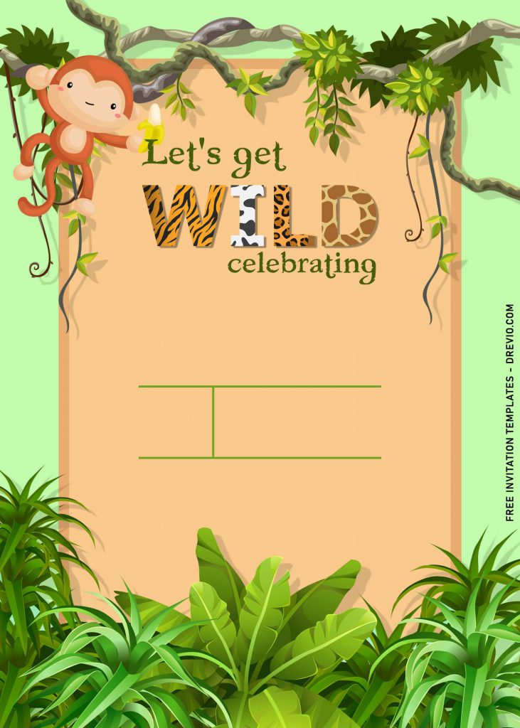 11+ Fun Jungle Birthday Party Invitation Templates and has Greenery Leaves
