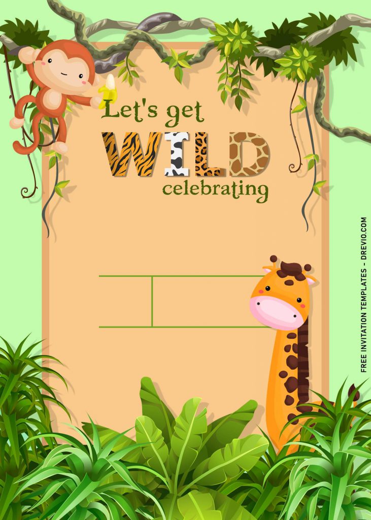 11+ Fun Jungle Birthday Party Invitation Templates and has Papyrus Scroll Text Box