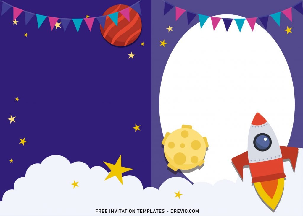 11+ Space Galaxy Birthday Invitation Templates For Your Little Astronaut's Birthday Party and has White Clouds