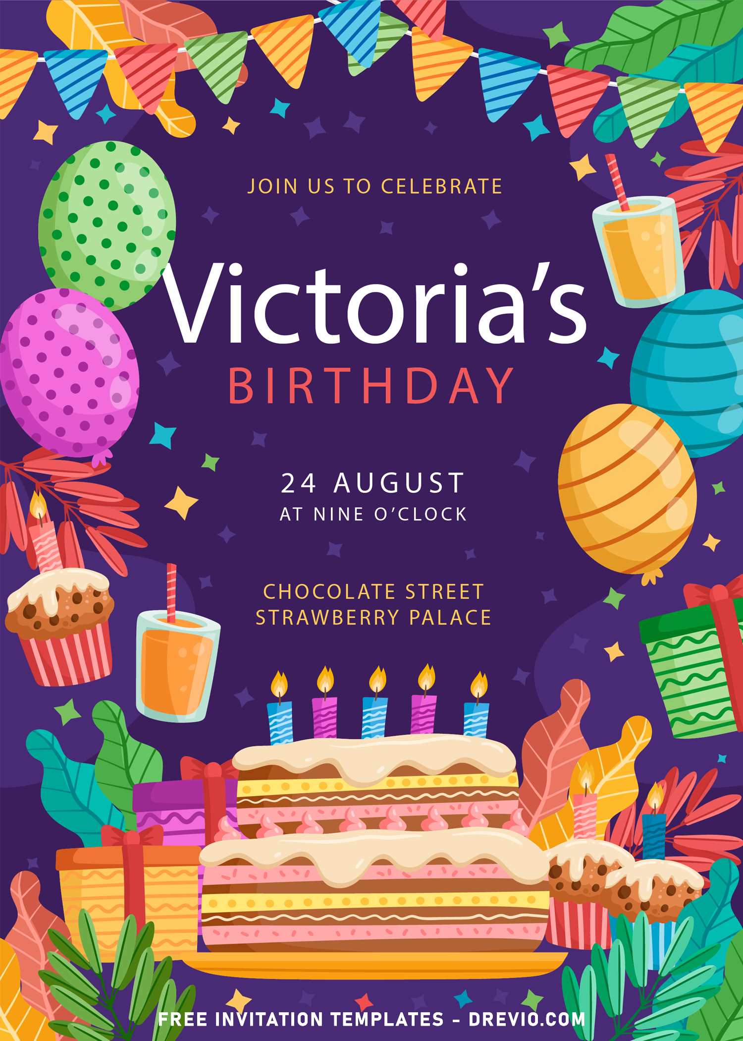 free download illustrator birthday invitation cards