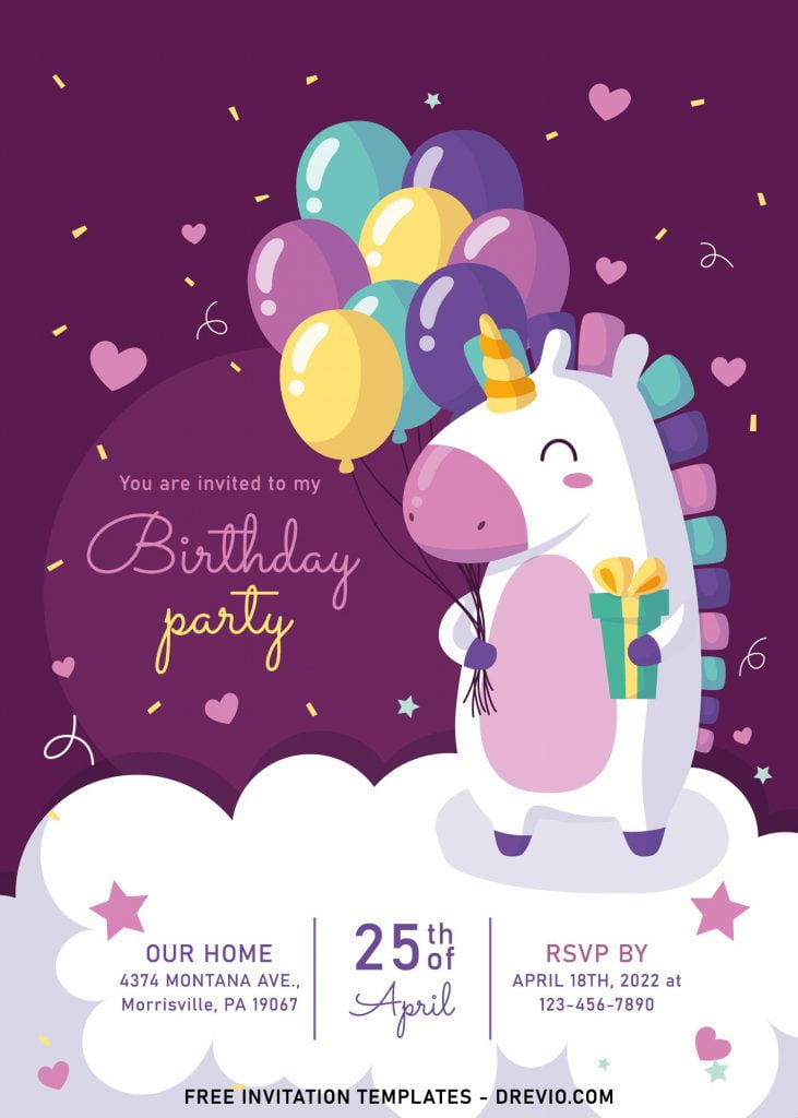 7+ Magical Rainbow Unicorn Birthday Invitation Templates For Kids Birthday Party