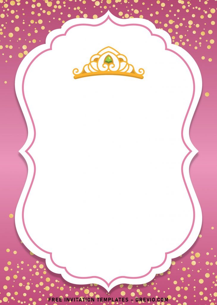 7+ Elegant Gold Confetti Princess Birthday Invitation Templates and has Princess' Tiara