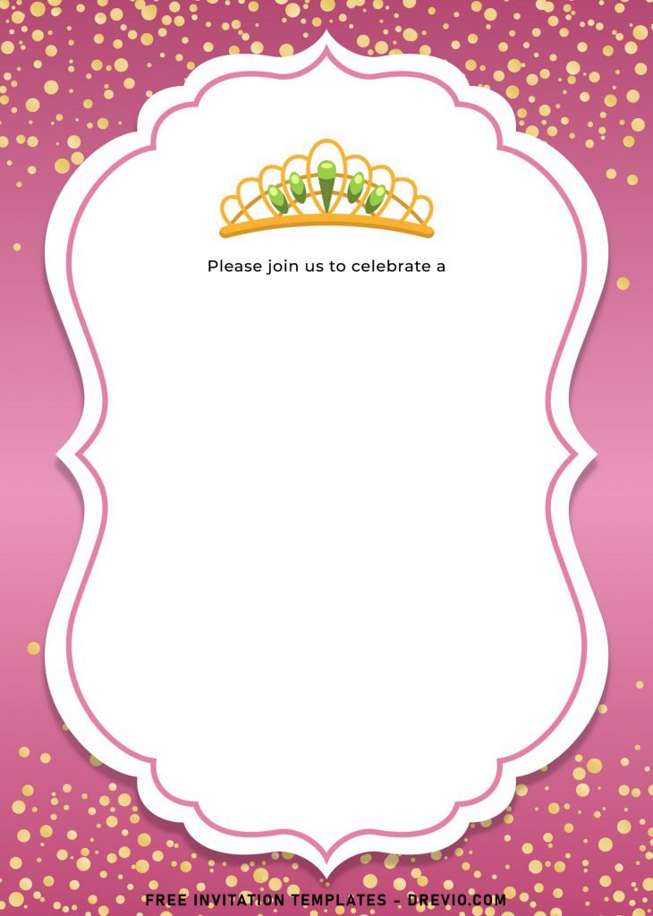 7+ Elegant Gold Confetti Princess Birthday Invitation Templates and has Bracket frame and white text box