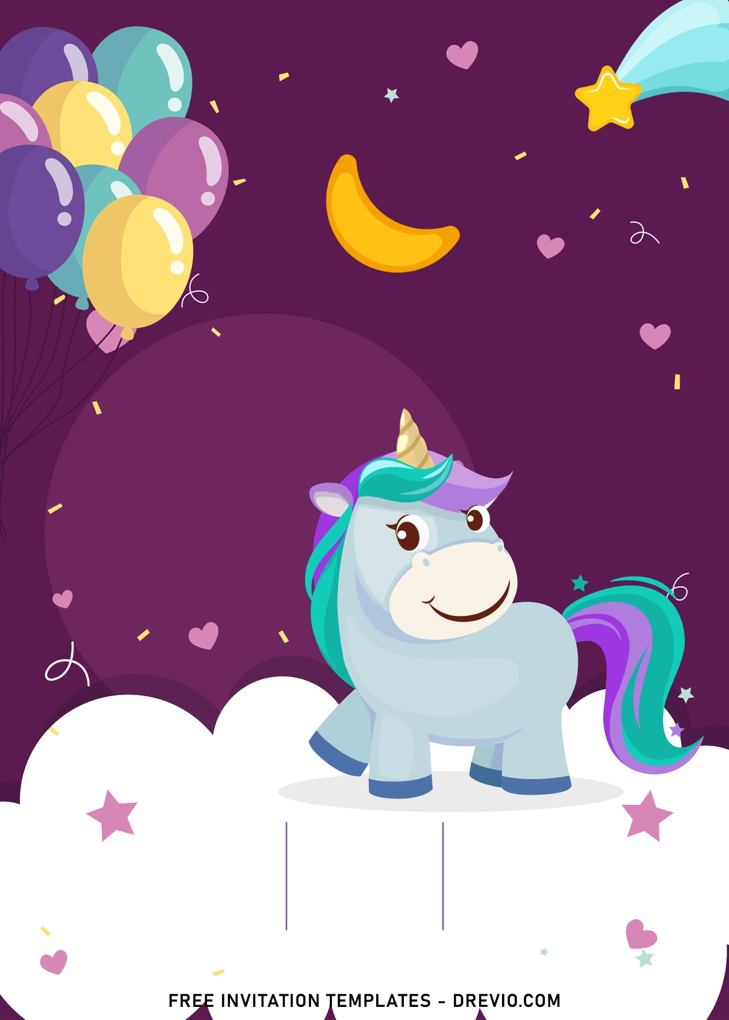 Cute Unicorn Background Design for Invitation for Whimsical Party Invites