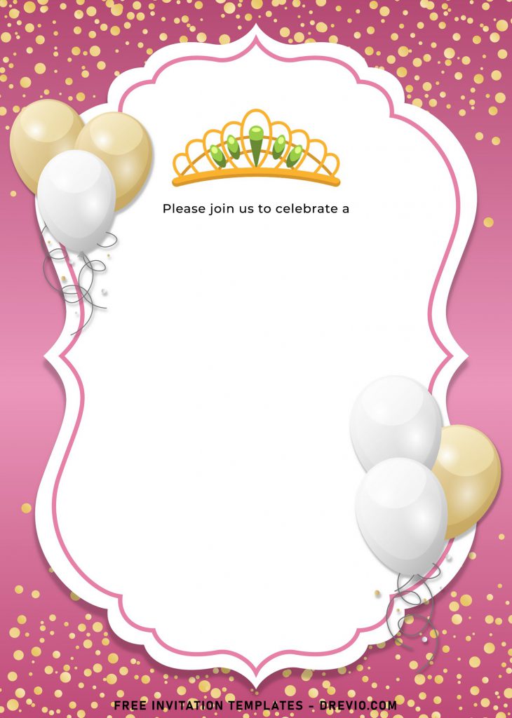 7+ Elegant Gold Confetti Princess Birthday Invitation Templates and has portrait design