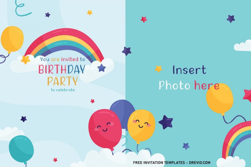 8+ Best Rainbow Party Birthday Invitation Templates For Your Kid's Birthday Party and has cute written text