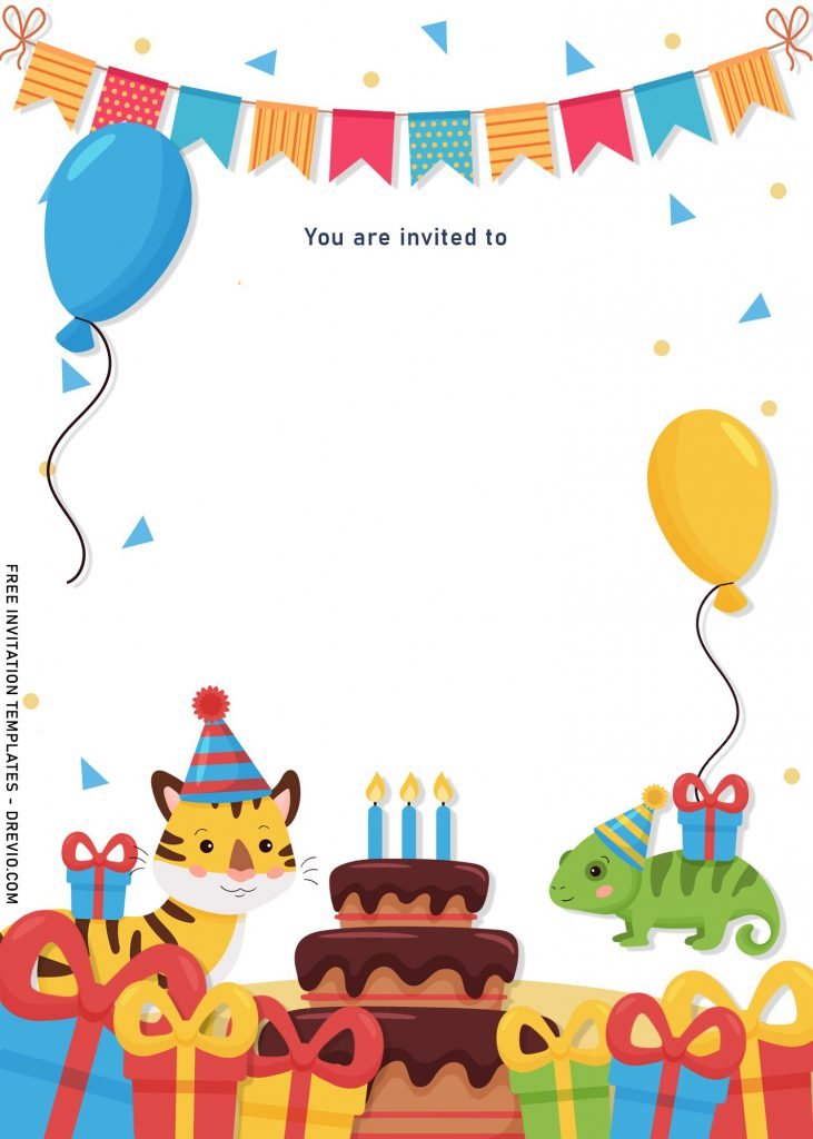 8+ Cute Woodland Animals Birthday Invitation Templates and has blue balloon