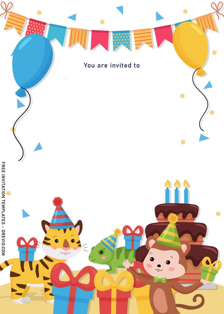 8+ Cute Woodland Animals Birthday Invitation Templates and has Birthday Cake And baby Monkey