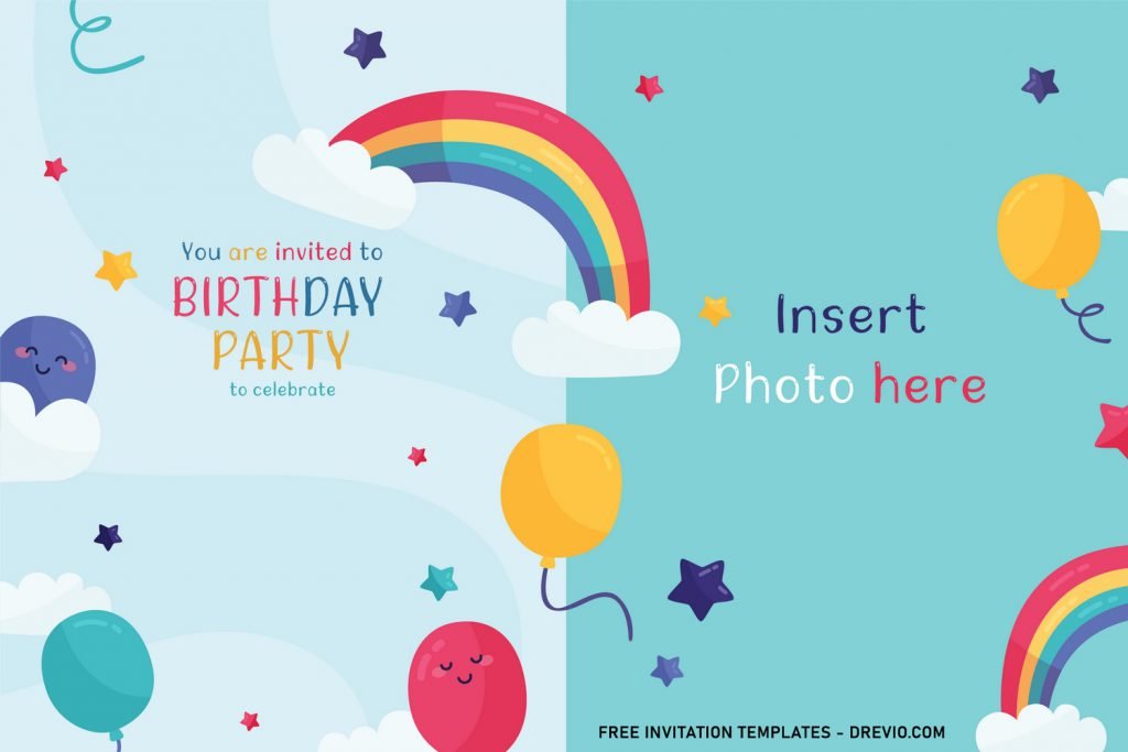 8+ Best Rainbow Party Birthday Invitation Templates For Your Kid's Birthday Party and has adorable Rainbow