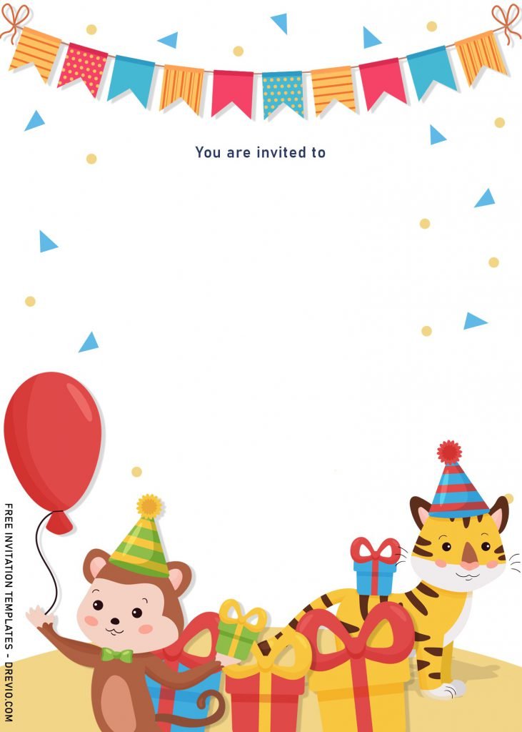 8+ Cute Woodland Animals Birthday Invitation Templates and has Colorful party garland