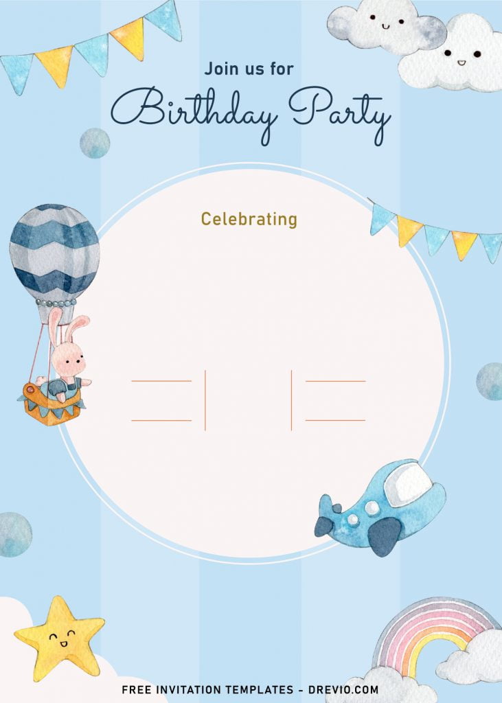 9+ Cute Hand Drawn Up In The Sky Birthday Invitation Templates and has hand drawn hot air balloons