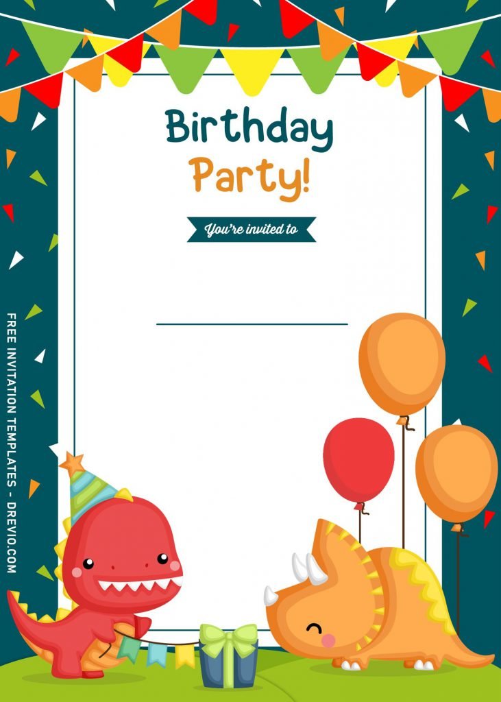 9+ Awesome Dino Party Birthday Invitation Templates and has Baby T-Rex