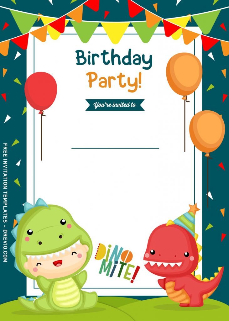 9+ Awesome Dino Party Birthday Invitation Templates and has Portrait Orientation design