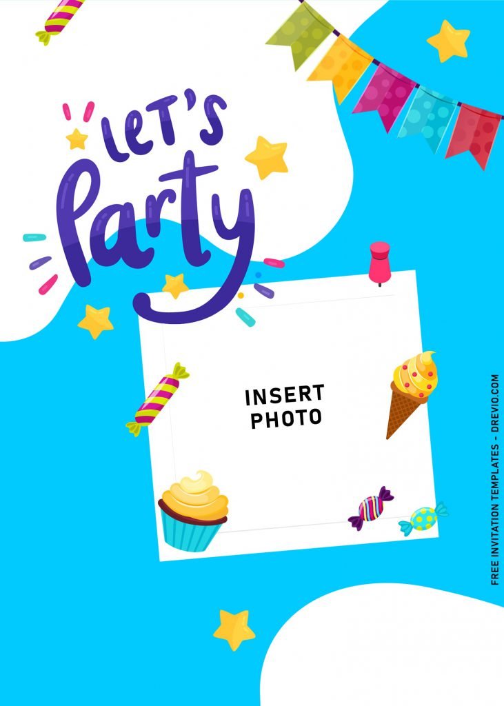 10+ Fresh Let’s Party Up Birthday Invitation Templates For Summer Kids Birthday Party and has Sweet Candies