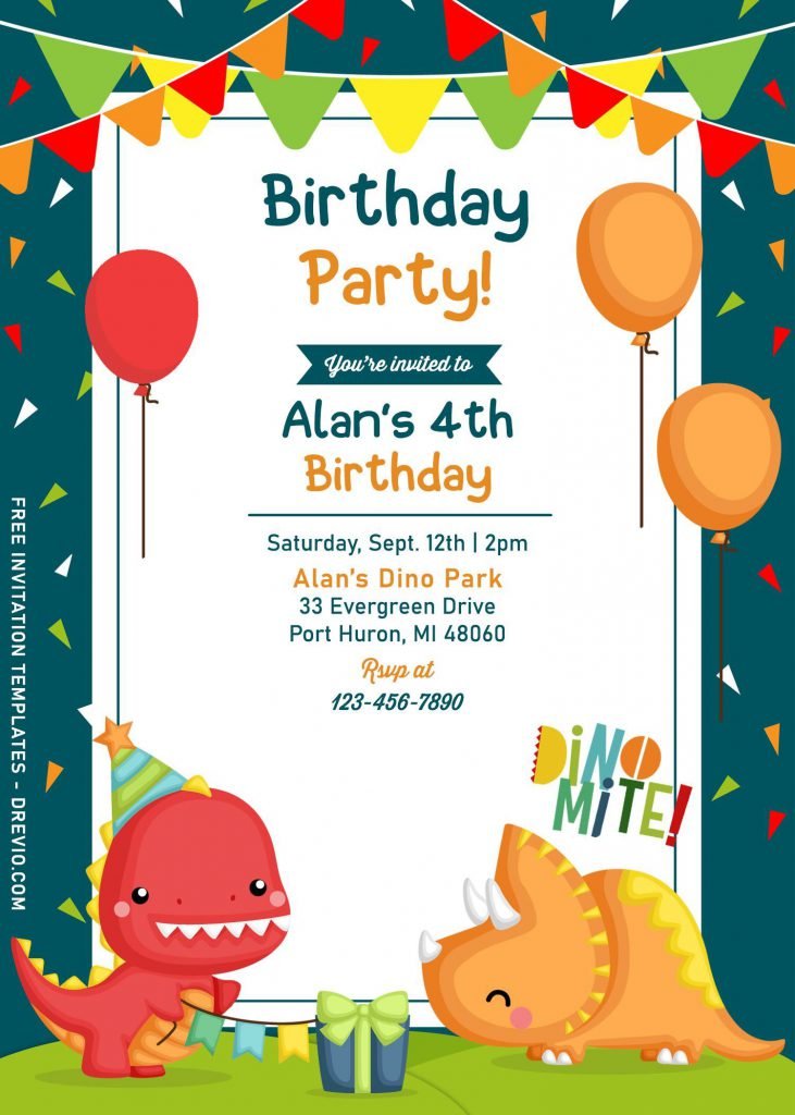 9+ Awesome Dino Party Birthday Invitation Templates
